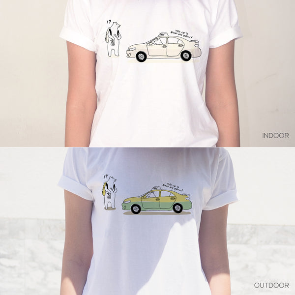 What color’s this taxi?, Changeable color t-shirt