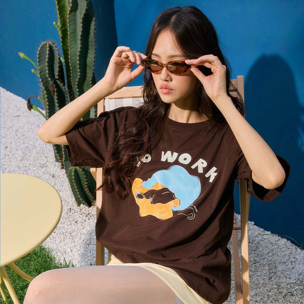 NO WORK, Glow in the dark t-shirt (Coffee)