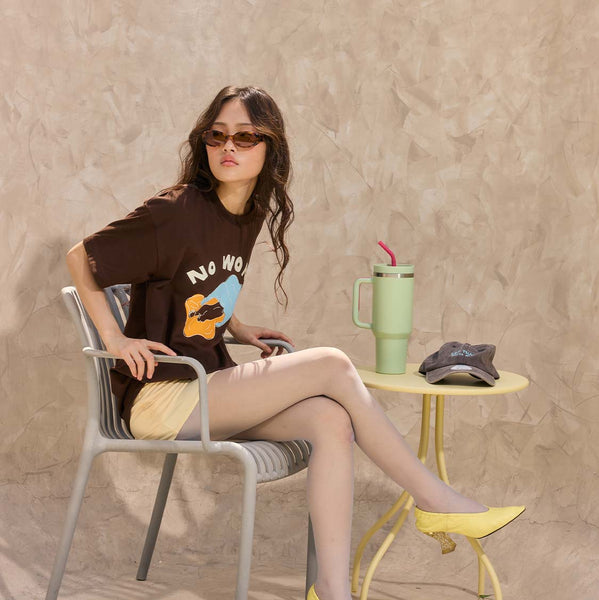 NO WORK, Glow in the dark t-shirt (Coffee)
