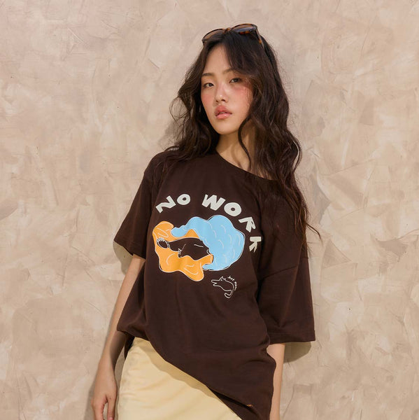 NO WORK, Glow in the dark t-shirt (Coffee)