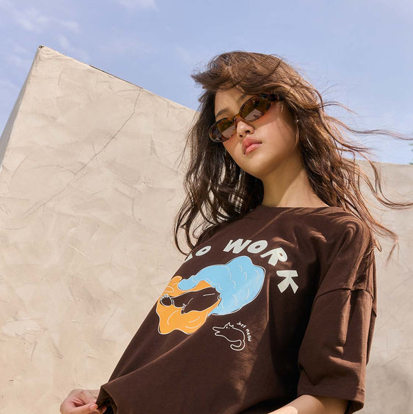 NO WORK, Glow in the dark t-shirt (Coffee)