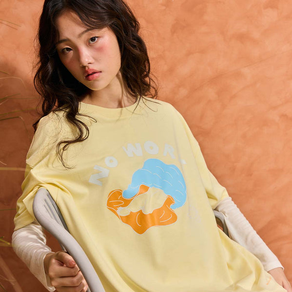 NO WORK, Glow in the dark t-shirt (Butter)