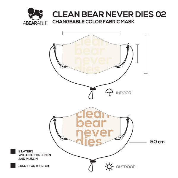 Changeable color fabric mask, Clean bear never dies 02